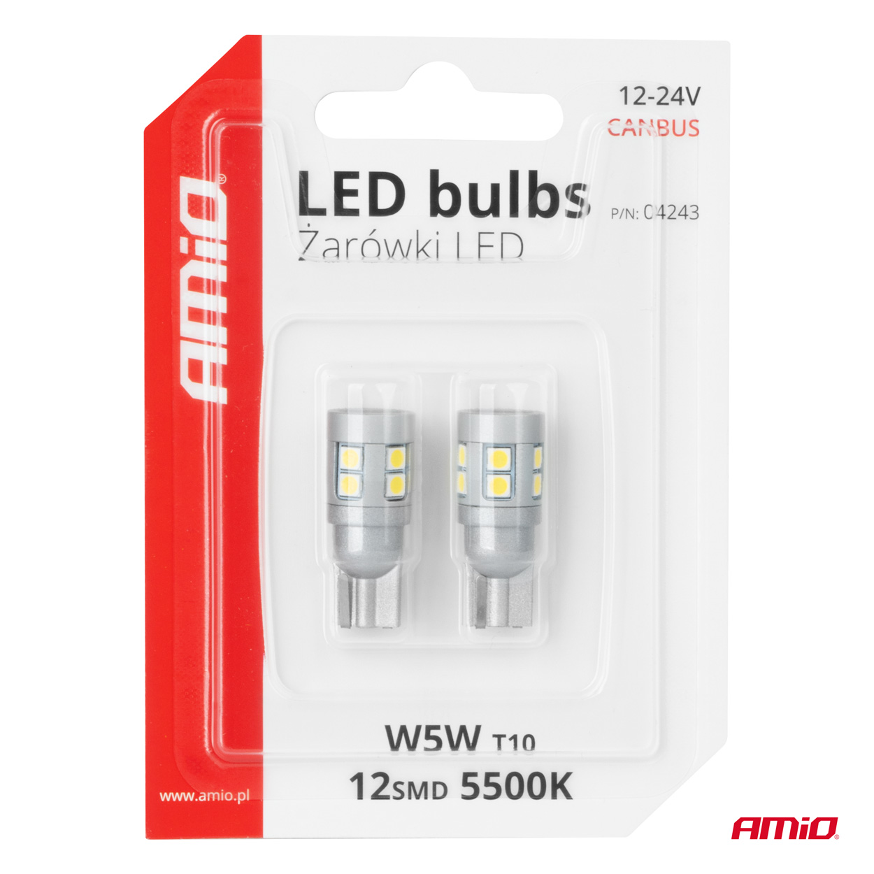Żarówki LED CANBUS T10 W5W 12 SMD 3030 White 12 V 24 V — ujęcie 5