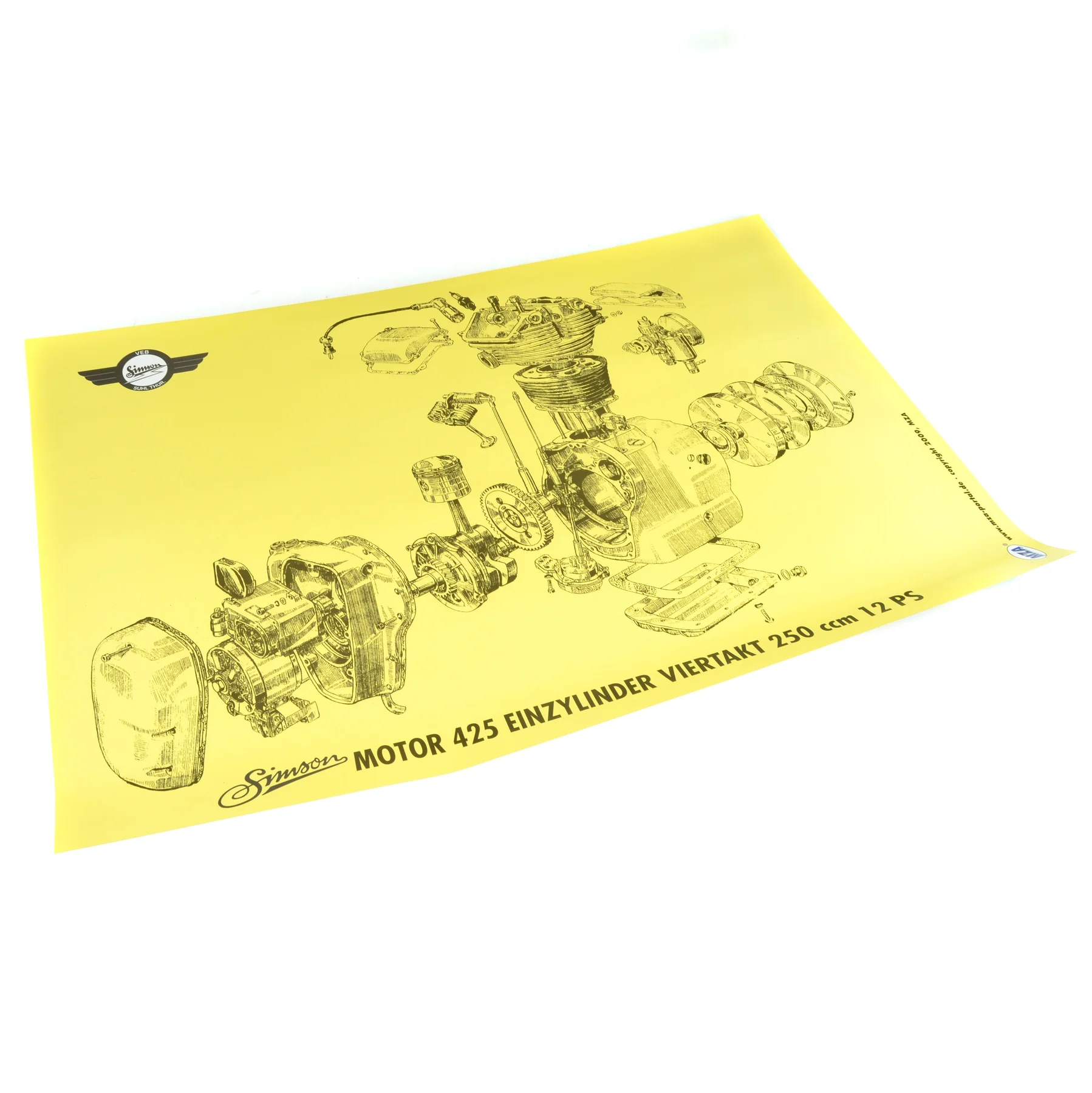 Plakat schemat silnika Simson AWO 425 MZA — ujęcie 1