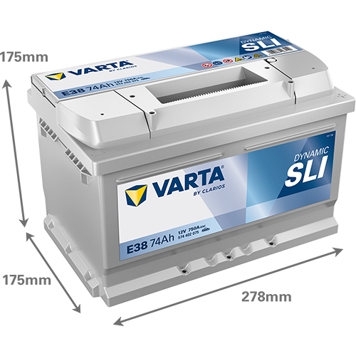 Akumulator 74 Ah 750A 278×175×175/P+ Varta 574402075K262 — ujęcie 2