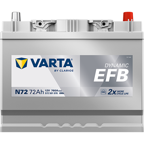 Akumulator 72 Ah 760A 261×175×218,5/P+ EFB Start-stop Varta 572501076K262 — ujęcie 3