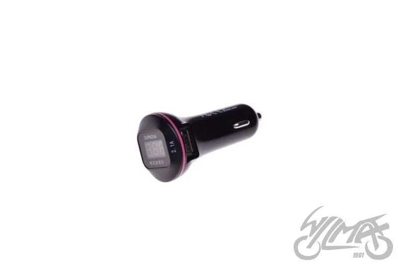 Ładowarka 2×USB do gniazda zapalniczki 12/24 V z woltomierzem — ujęcie 1