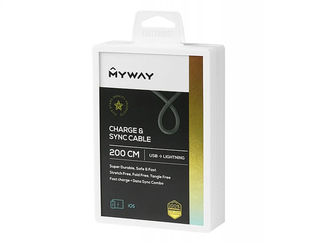 Kabel Apple Lightning 200cm mikrofibrowy MYWAY — ujęcie 2