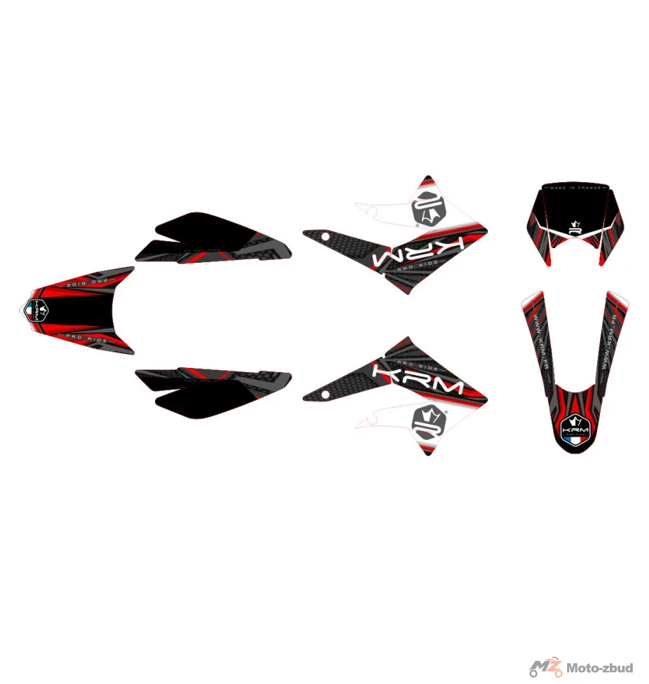 Naklejki / okleina KRM Pro Ride czarno czerwona Derbi DRD x-treme / Gilera sm 2011-2017 r. kpl.