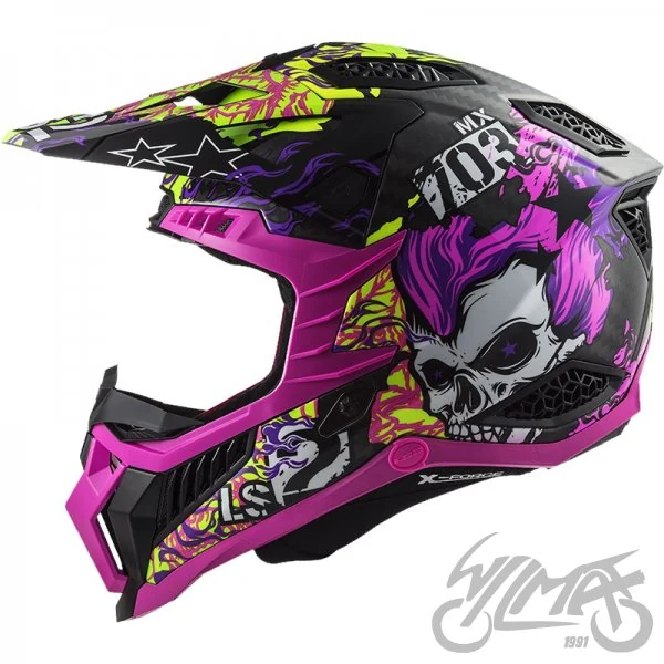Kask LS2 MX703 C X-Force Fireskull Violet — rozmiar L — ujęcie 2