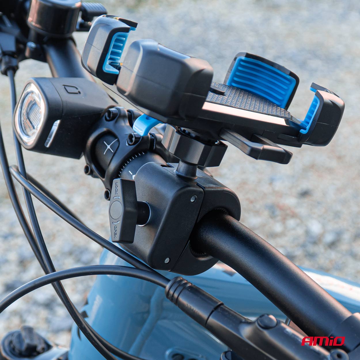 Uchwyt do telefonu na rower motocykl skuter hulajnogę obrotowy 360° — ujęcie 3