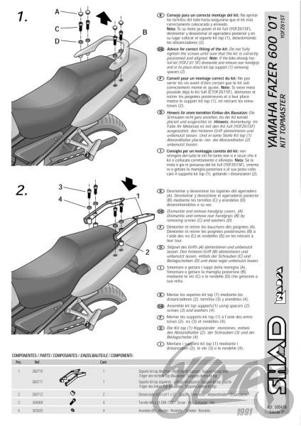 Stelaż kufra centralnego SHAD do Yamaha FAZER 600 — 2001–2003 — KSHY0FZ61ST — ujęcie 2