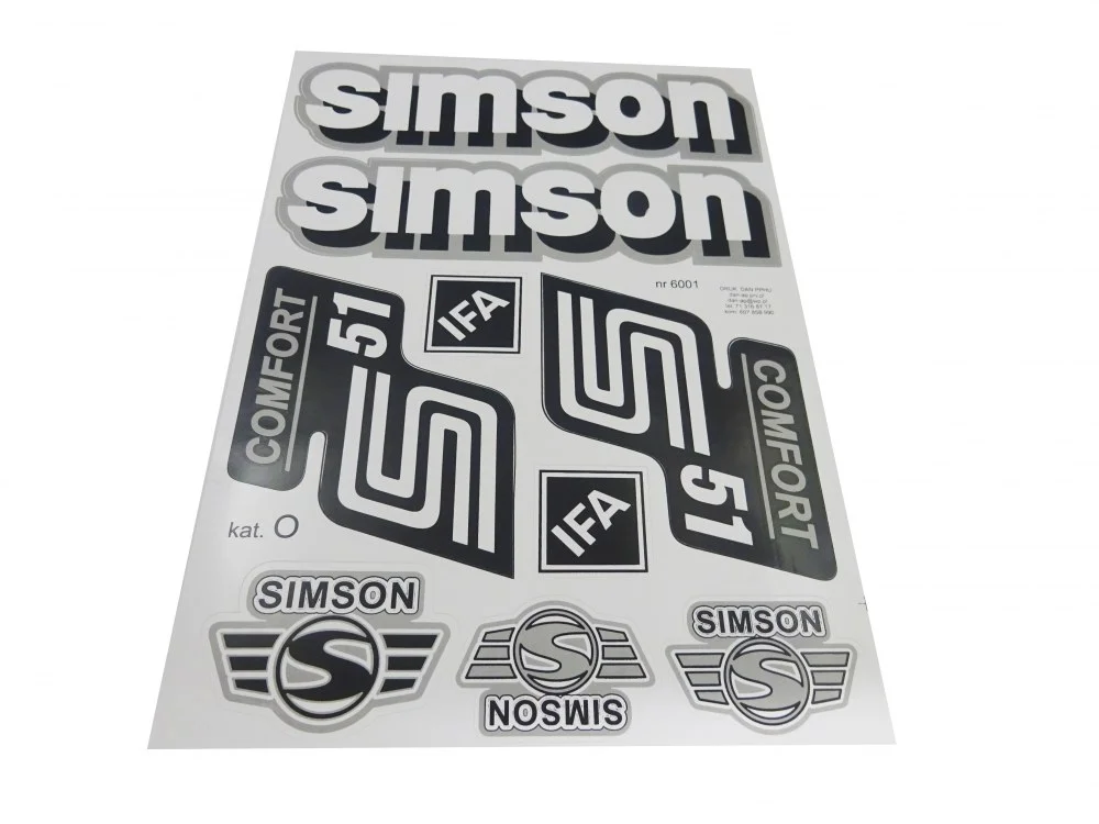 Nalepka Simson S-51 comfort srebrny - komplet na pojazd (9szt) — ujęcie 1
