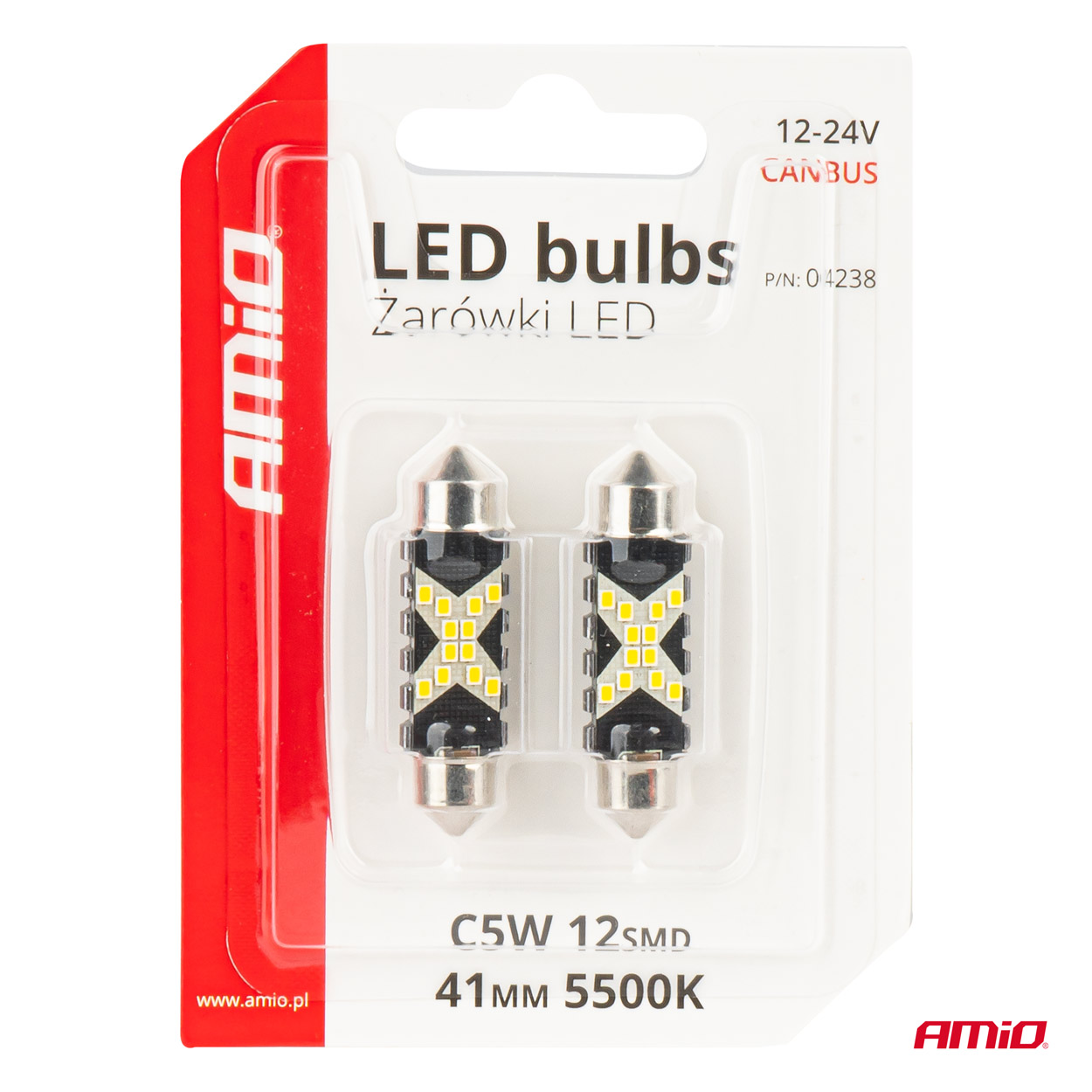 Żarówki LED CANBUS Festoon C5W 12SMD 2016 41 mm White 12 V 24 V — ujęcie 5