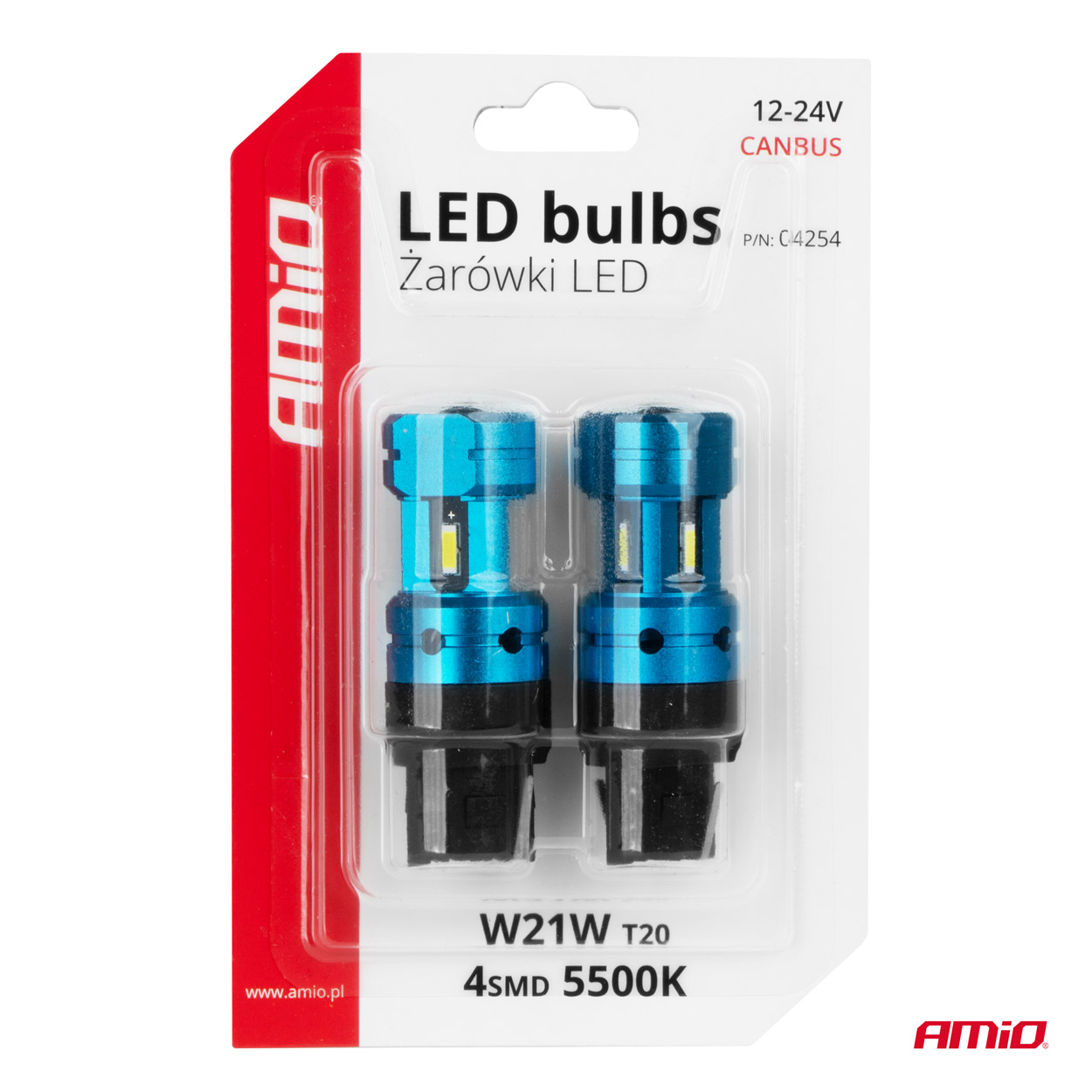 Żarówki LED CANBUS T20 7440 W21W 4SMD 1860 White 12 V 24 V — ujęcie 5