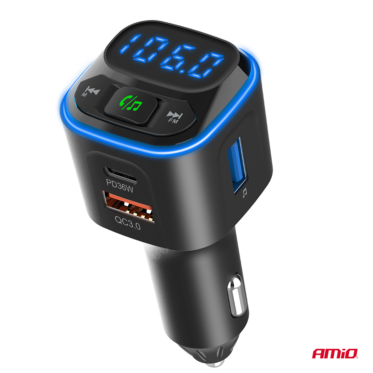 Transmiter samochodowy FM microSD 1×USB-A 2×USB-C 12 V 24 V — ujęcie 8
