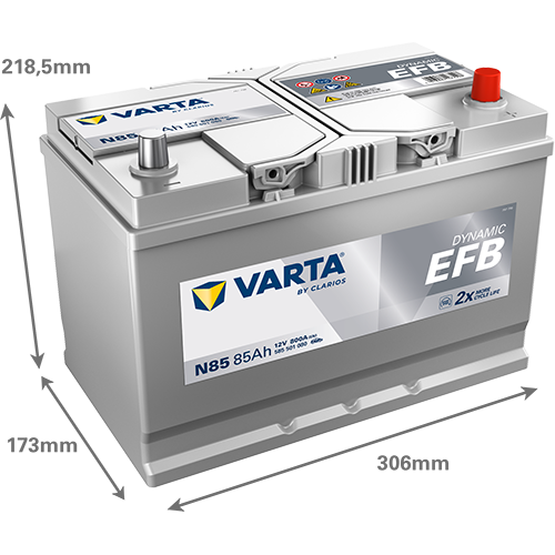 Akumulator 85 Ah 800A 306×173×218,5/P+ EFB Start-stop Varta 585501080K262 — ujęcie 2