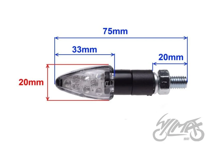 Kierunkowskazy mini LED 12 V 1 W — czarne, biały klosz, para — AM1338 — ujęcie 2