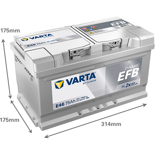 Akumulator 75 Ah 730A 314×175×175/P+ EFB Start-stop Varta 575500073K262 — ujęcie 2