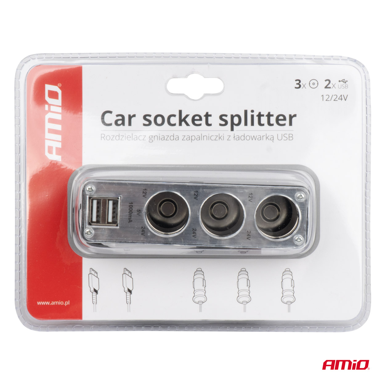 Rozgałęźnik rozgałęziacz zapalniczki SOC3 3+1 USB — ujęcie 5