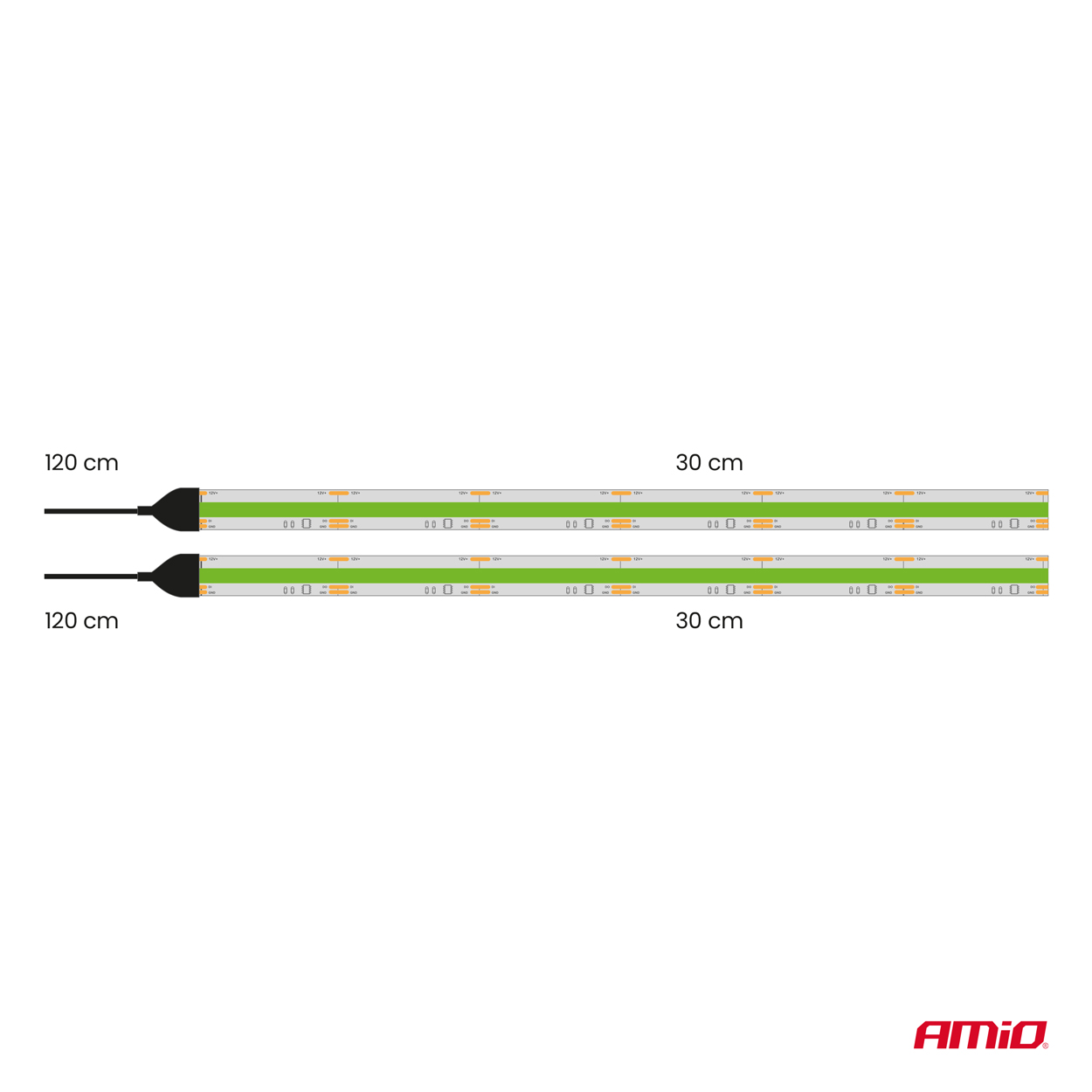 Paski LED COB do samochodu zielone 2x30cm 12 V — ujęcie 9