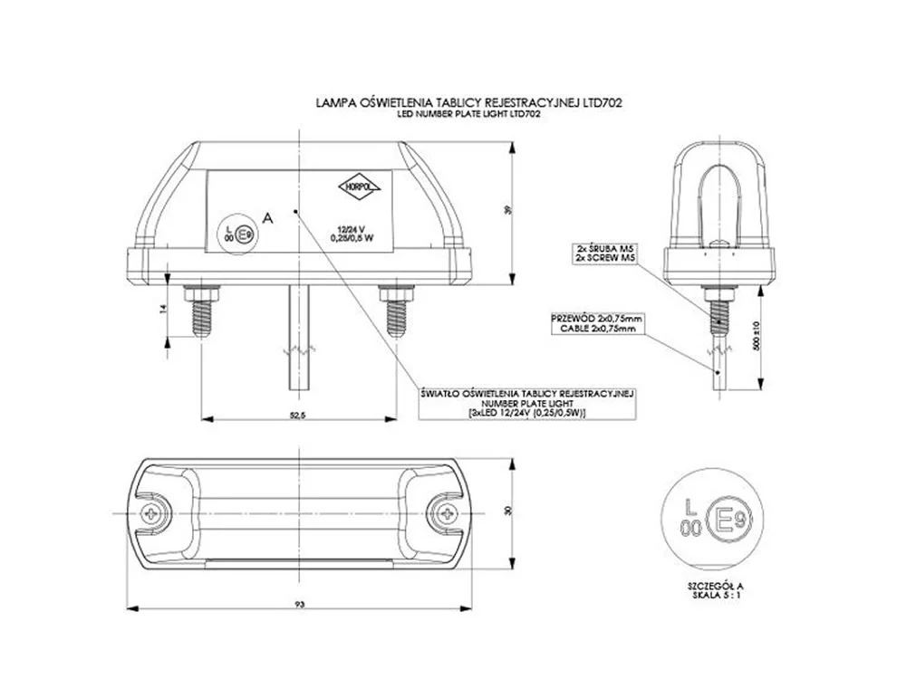 Lampa oświetlenia tablicy rejestracyjnej LED mała / LTD702 — ujęcie 3