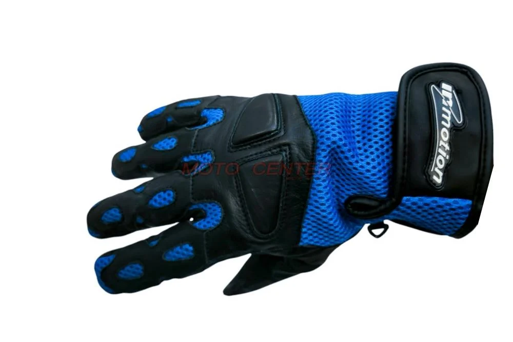 Rękawice motocyklowe skórzane czarne/niebieskie XL — ujęcie 3