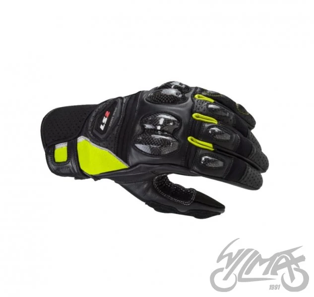 Rękawice motocyklowe LS2 Spark 2 męskie — czarny / żółty H-V — rozmiar L — ujęcie 1
