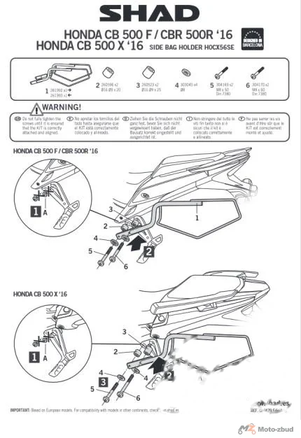 Stelaż do sakw półsztywnych SHAD do Hondy CB500F / CBR500R / CB500X — ujęcie 2