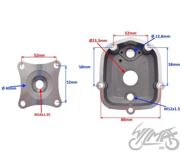 Głowica cylindra do Derbi Aprilia 2018- 50 cm³ woda — ujęcie 2