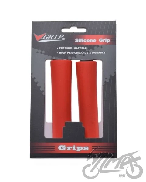 Chwyt kierownicy V-GRIP rowerowy silikon czerwony — ujęcie 1