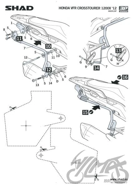 Stelaż kufra bocznego 3P SHAD do Hondy VFR 1200X CROSSTOURER — ujęcie 3