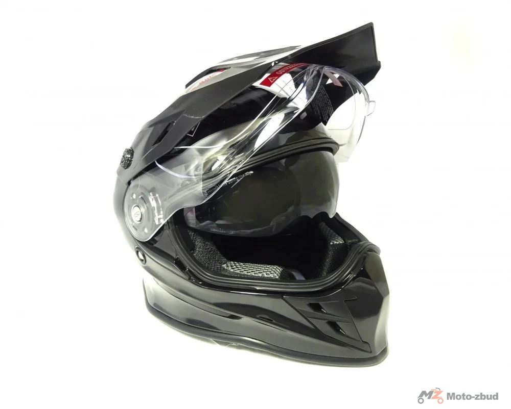 Kask VCAN model V331 Black enduro z szybą i blendą czarny M — ujęcie 3