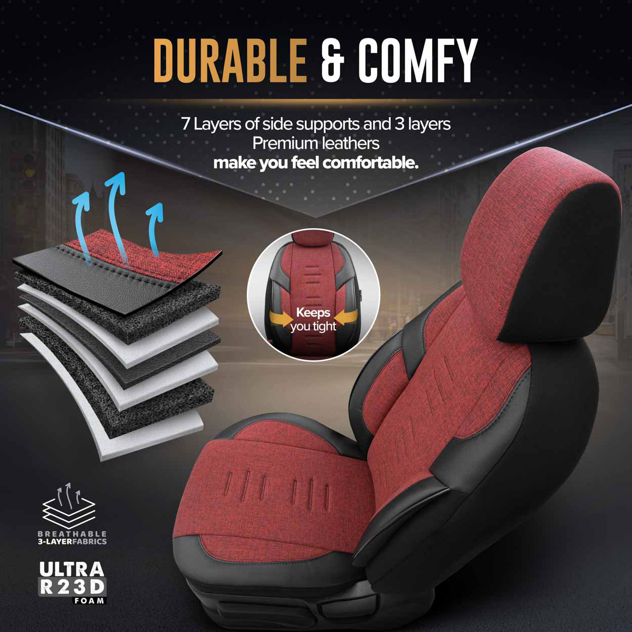 Komplet pokrowców na fotele samochodowe OTOM THRONE 103 RED 3-ZIP — ujęcie 4