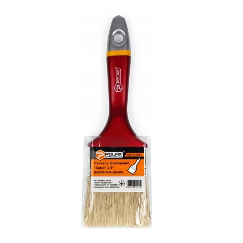 PĘDZEL PŁASKI PROSTY z PLASTIKOWĄ RĄCZKĄ EURO 2,5" 6,3 cm POLAX — ujęcie 2