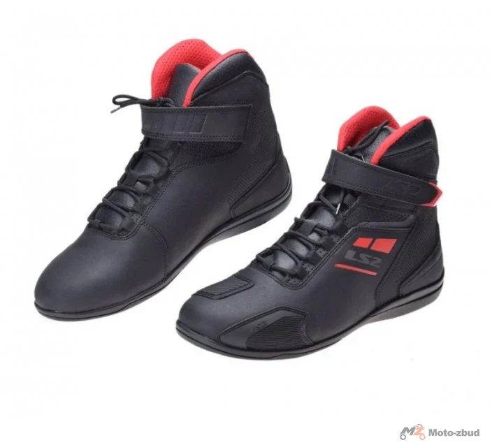 Buty motocyklowe LS2 Garra — czarno-czerwone, rozmiar 42
