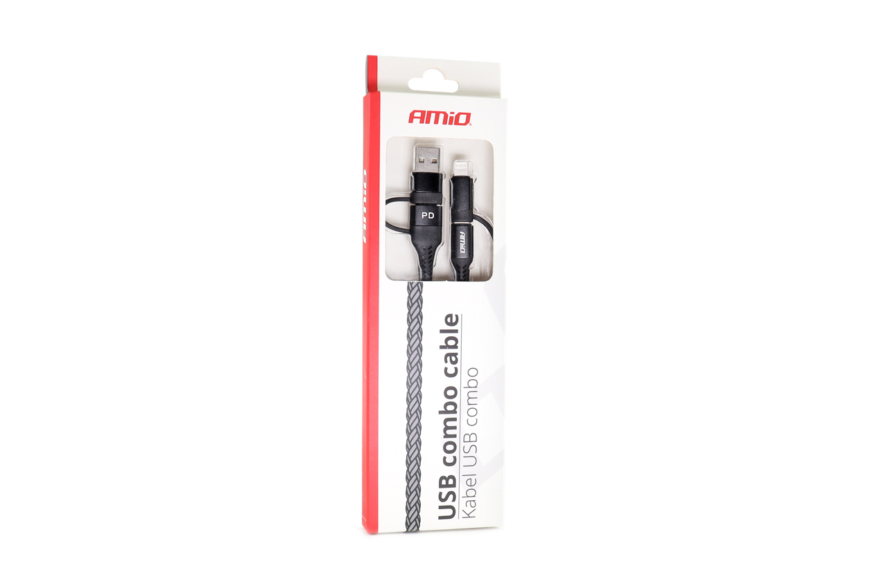 Kabel USB USB-C 3w1 iphone Lightning USB USB-C 1m UC-15 — ujęcie 4