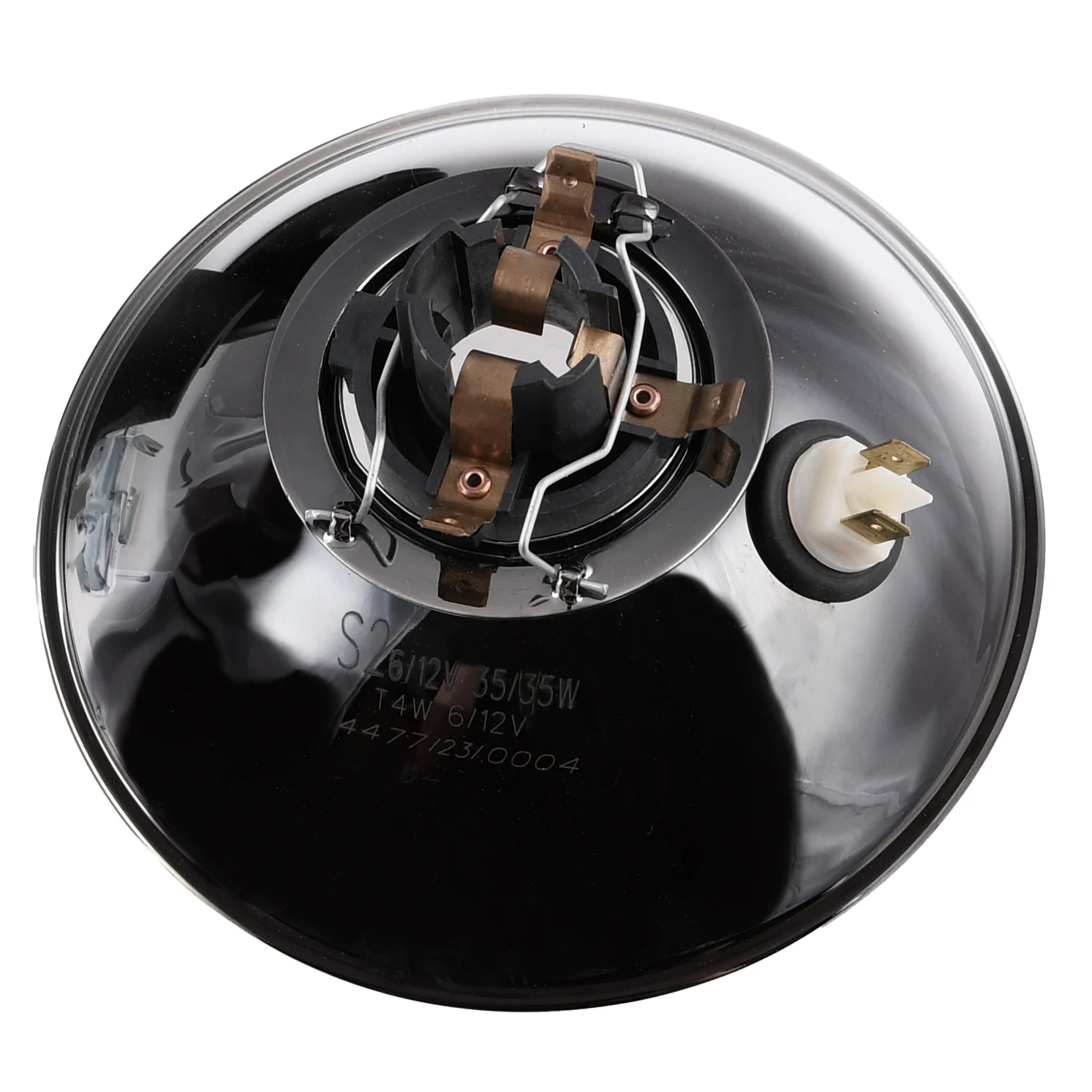 Lampa reflektor przód Simson S50 S51 S70 BA20D bilux z otworem na licznik czarna polerowana kpl. Venandi — ujęcie 2