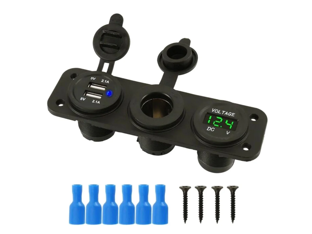 PANEL GNIAZDO ZAPALNICZKI + VOLTOMIERZ + 2xUSB 2.1A — ujęcie 5
