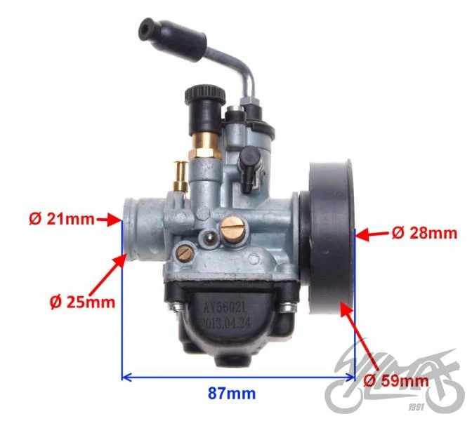 Gaźnik 21 mm 2T tuning ssanie ręczne + zestaw dysz — ujęcie 2