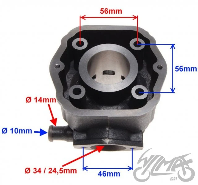 Cylinder 50 cm³ do silników Derbi EBE050 / EBS050, LC 2T — AY3214 — ujęcie 2