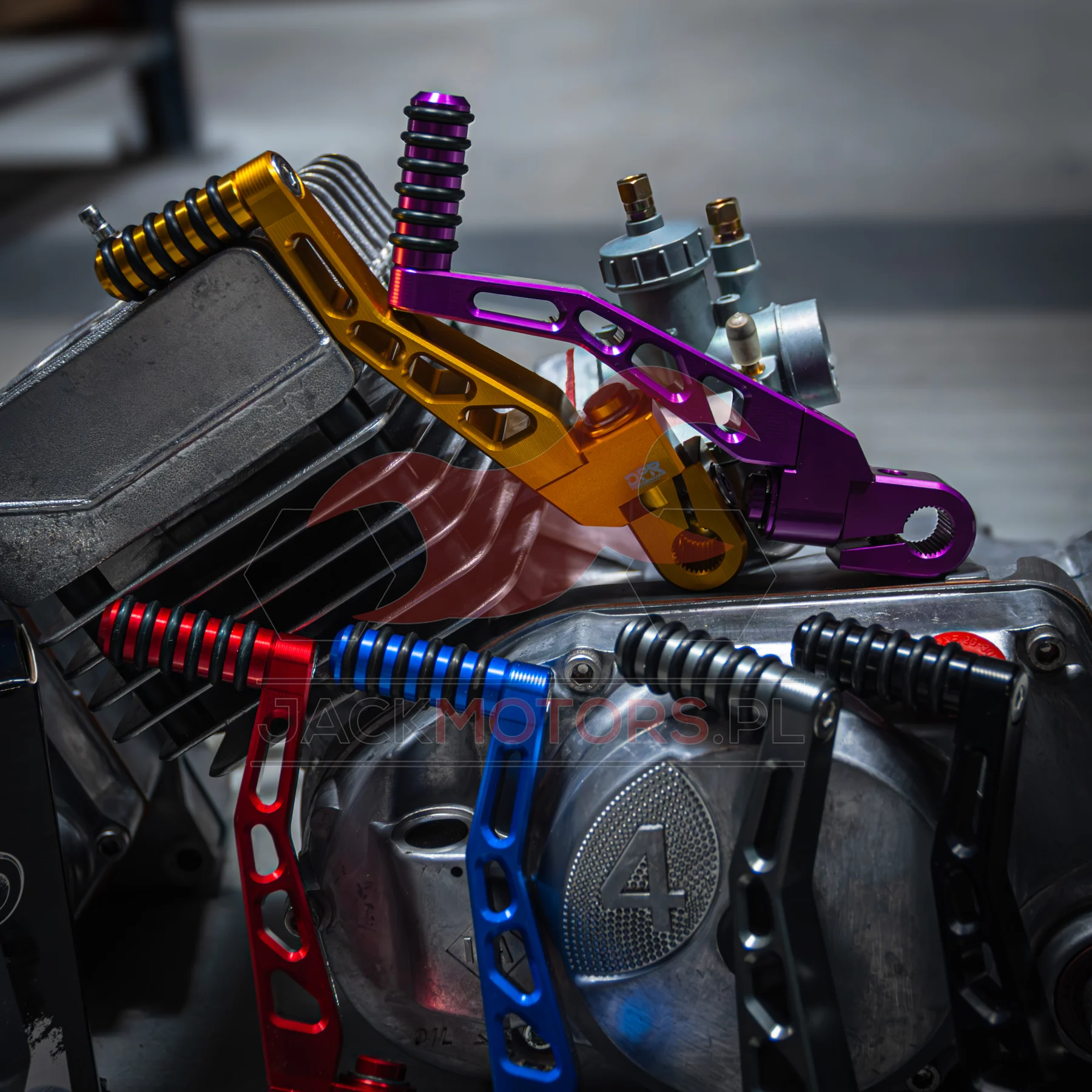 Dźwignia startera Simson S51 fioletowa aluminium CNC racing DPR Performance — ujęcie 9