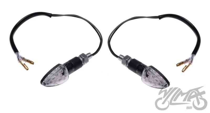 Kierunkowskazy mini LED carbon, biały klosz, 12 V 1 W — para — ujęcie 1