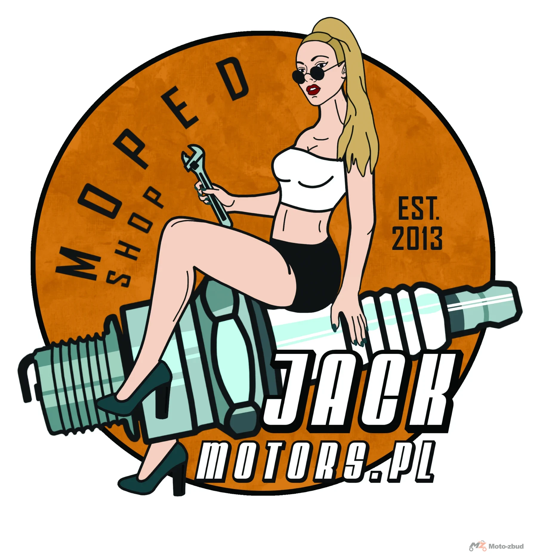 Naklejka Jack Motors retro girl orange