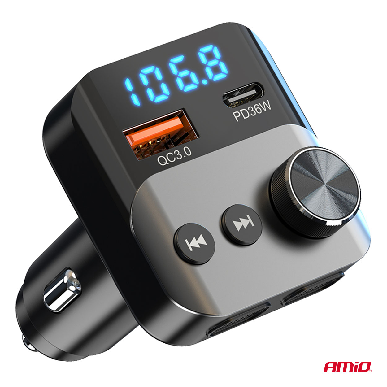 Transmiter samochodowy FM 1×USB-A 1×USB-C 12 V 24 V — ujęcie 5