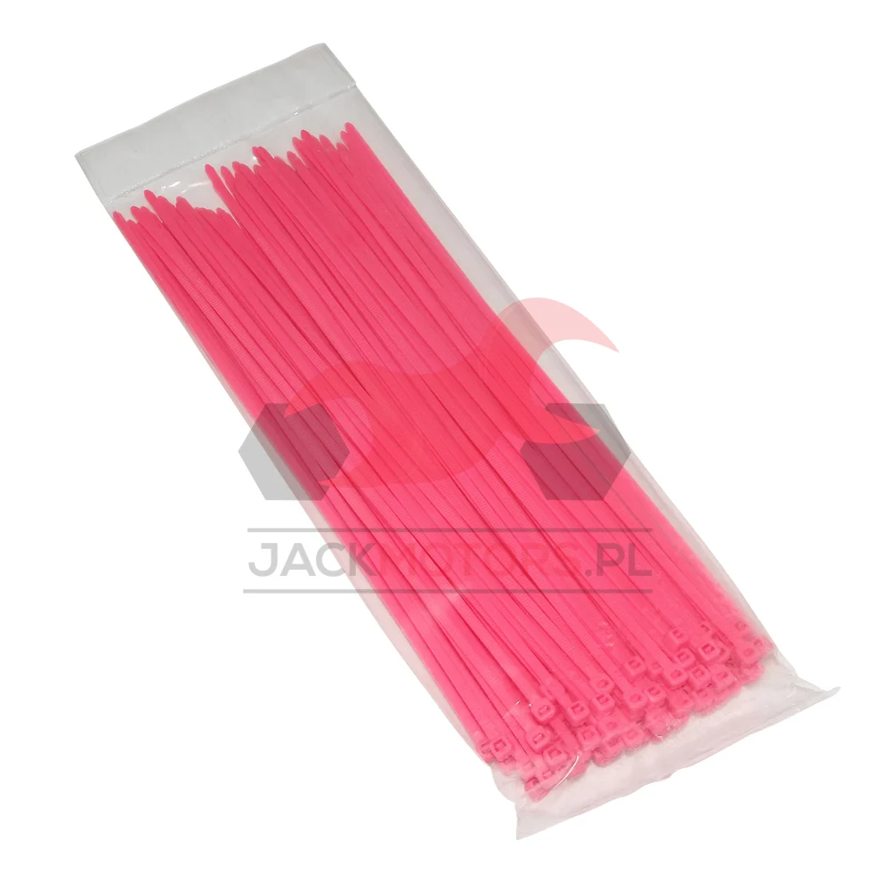 Opaska zaciskowa P2R nylon 3,6 × 250 mm różowa fluo zestaw — ujęcie 1