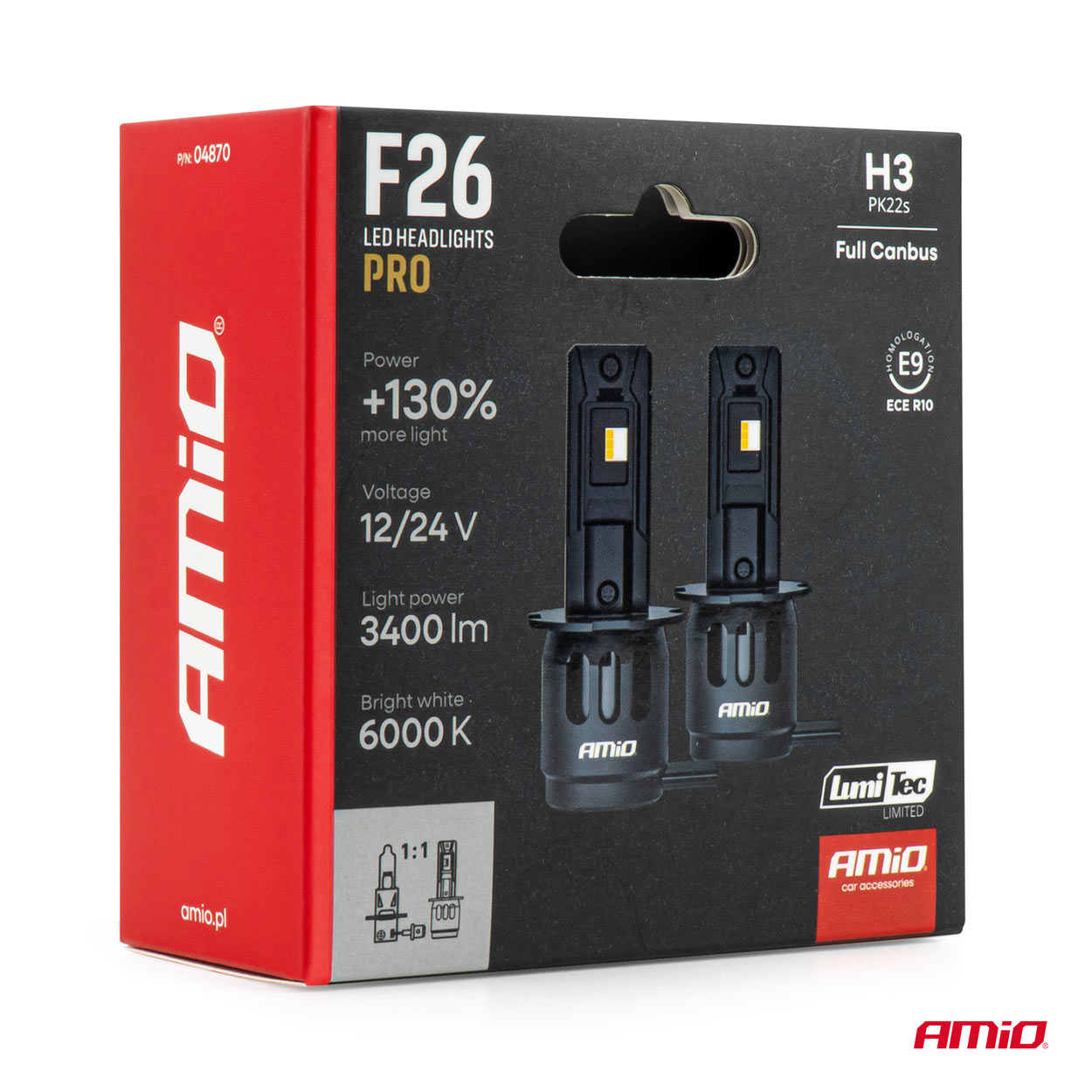 Żarówki samochodowe LED F26 PRO LumiTec LIMITED +130% DUO FULL CANBUS H3 12 V 24 V — ujęcie 7