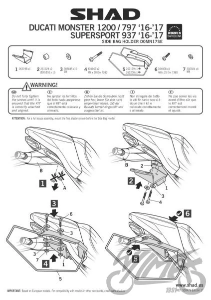 Stelaż do sakw półsztywnych SHAD do Ducati MONSTER 1200 — ujęcie 2