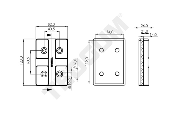Podkładka podnośnika 120×82×26 mm TEDGUM TED52238 — ujęcie 5