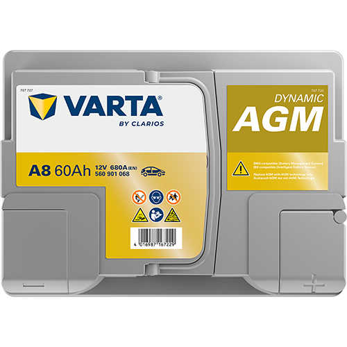 Akumulator 60 Ah 680A 242×175×190/P+ AGM Start-stop Varta 560901068K262 — ujęcie 4