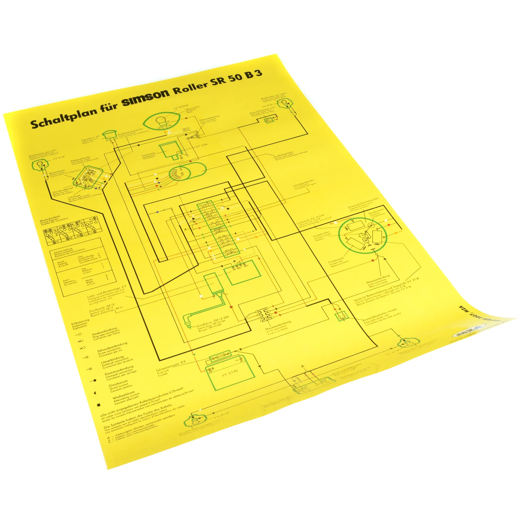 Plakat schemat instalacji Simson SR50 B3 MZA — ujęcie 1