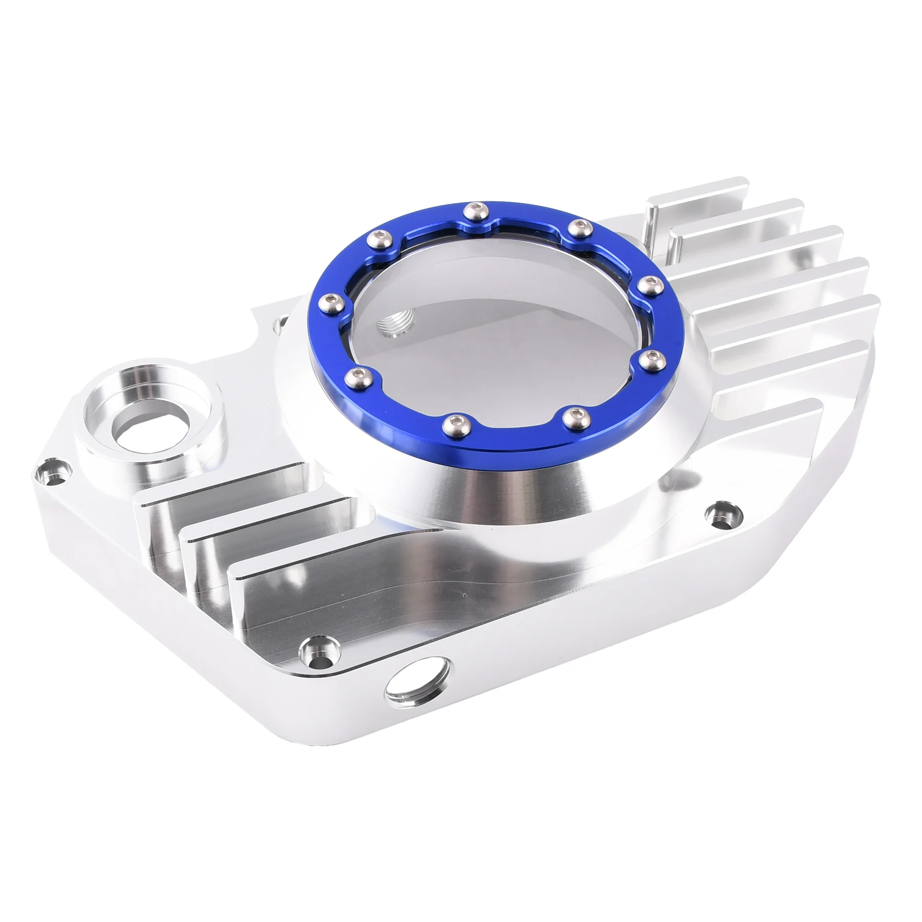 Pokrywa silnika Simson S51 SR50 lewa aluminium CNC clear niebieski + śruby DPR Performance — ujęcie 4