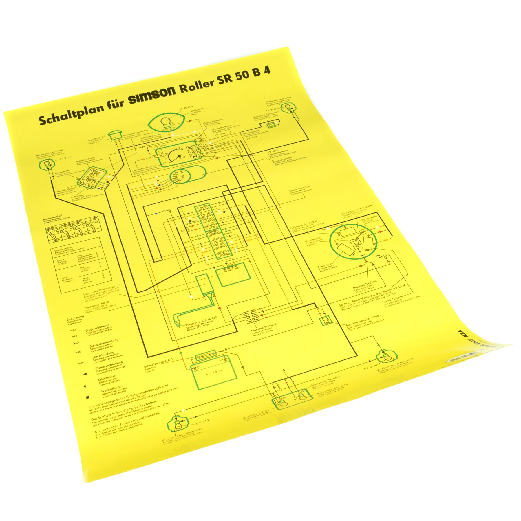 Plakat schemat instalacji Simson SR50 B4 6 V version MZA — ujęcie 1