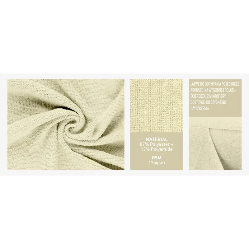Ręcznik z mikrofibry FANTASTICLEAN 30x30cm 75szt 175g/m2 Beżowy — ujęcie 3