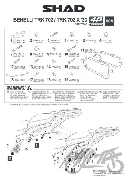 Stelaż kufra bocznego 4P SHAD do Benelli TRK 702 / TRK 702X — ujęcie 2