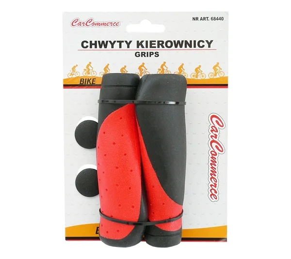 Chwyty kierownicy gumowe czarno – czerwone